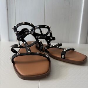 Torrid Black Studded Strappy Flat Gladiator Sandals